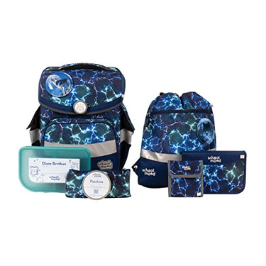 SCHOOL-MOOD - Schulranzen Set Wolf, 7-teilig - Timeless Air+ - ergonomischer Schulranzen Jungen & Mädchen - Schultasche für Kinder in der 1. bis 4. Klasse - Felix (Wolf) im Sale